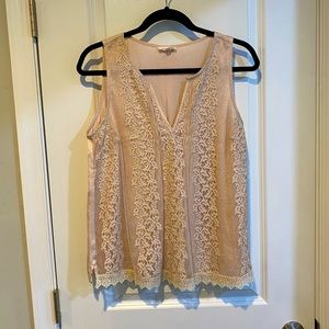 Mystree Blush Pink Lace Top Lightweight shimmer
